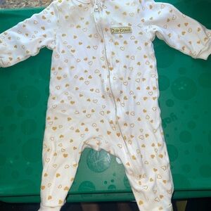 Little Me White and Gold Heart One Piece